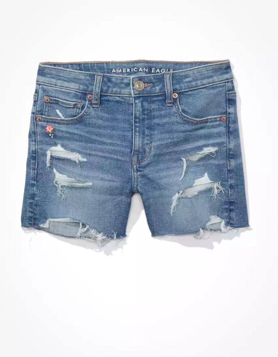 Shorts American Eagle AE Ne(x)t Level Low-Rise Denim Midi Indigo Lavage Femme | SUF-75786744